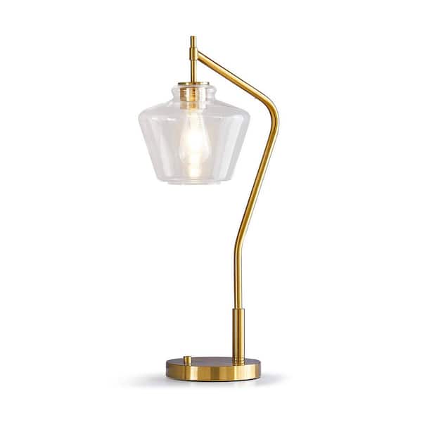 HOMEGLAM Cafe 26.5 in. H Table Lamp - Brushed Brass/Glass Clear