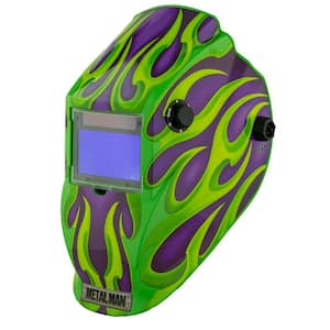 Purple Green Flame 9 to 13 Shade Auto Darkening Welding Helmet with 3.78 in. x 2.05 in. Viewing Area