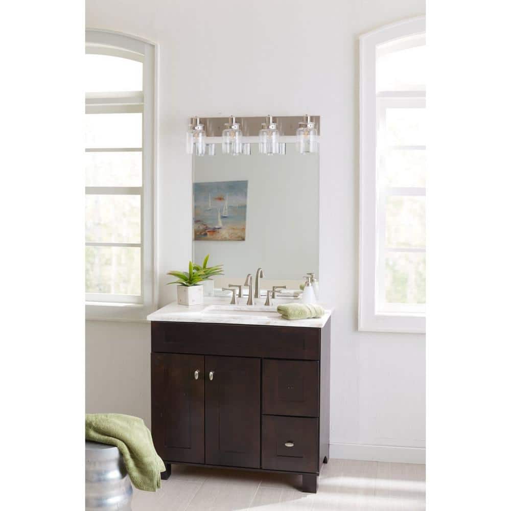 Calhoun Nickel 4-Light Clear Glass Vanity Light