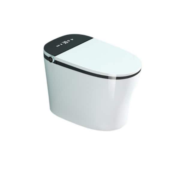 28 in. Electric Plug-In Bidet Seat for Round Toilets in White(White with Black Screen), Auto Open/Close and Flush