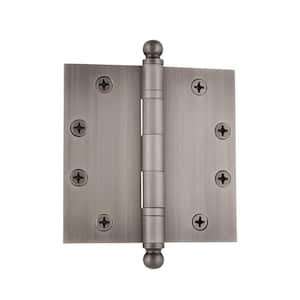 4.5 in. Ball Tip Heavy Duty Hinge with Square Corners in Antique Pewter