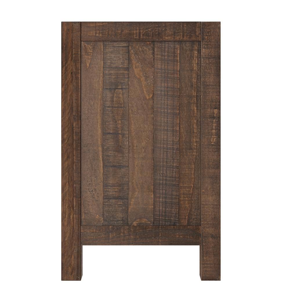Rustic Brown Solid Pine Wood 3-Drawer Nightstand with Cup Pulls