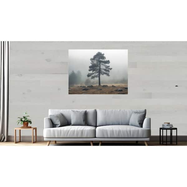 1/8 in. x 3 in. x 12-42 in. Pine Peel and Stick Silver Wooden Decorative Wall Paneling (10 sq. ft./Box)