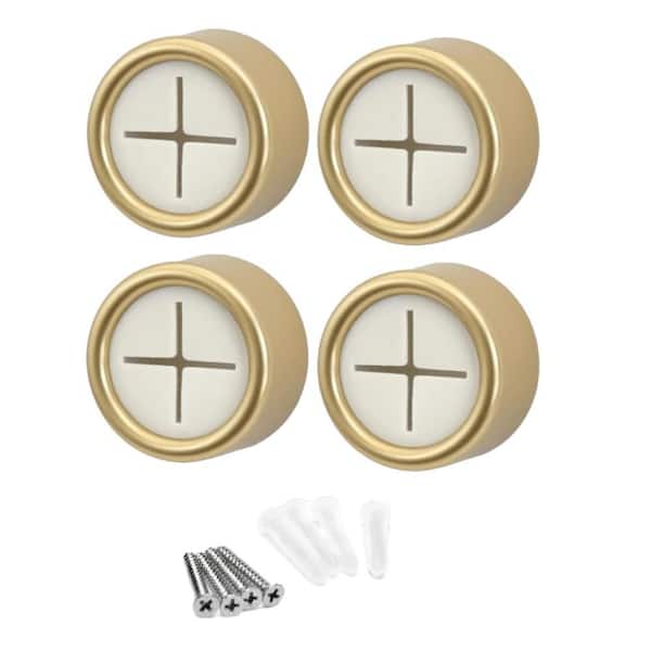 1.7 in. Round Adhesive Push Towel Hooks for Kitchen, Hand and Dish Towels, Brushed Gold (4-Pack)