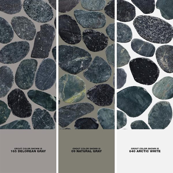 CRUZ BAY STUDIO Sliced Pebble Tile Black 11-1/4 in. x 11-1/4