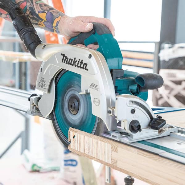 Makita 18V x2 LXT Lithium-Ion (36V) Brushless Cordless in. Circular Saw w/Guide Rail Compatible Base (Tool Only) XSH10Z - The Home