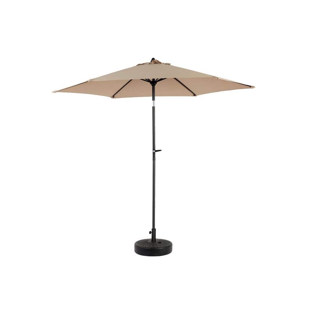 9 ft. Steel Outdoor Patio Umbrella in Market Style with Push Button Tilt and Crank Khaki price history on PriceWatchPro