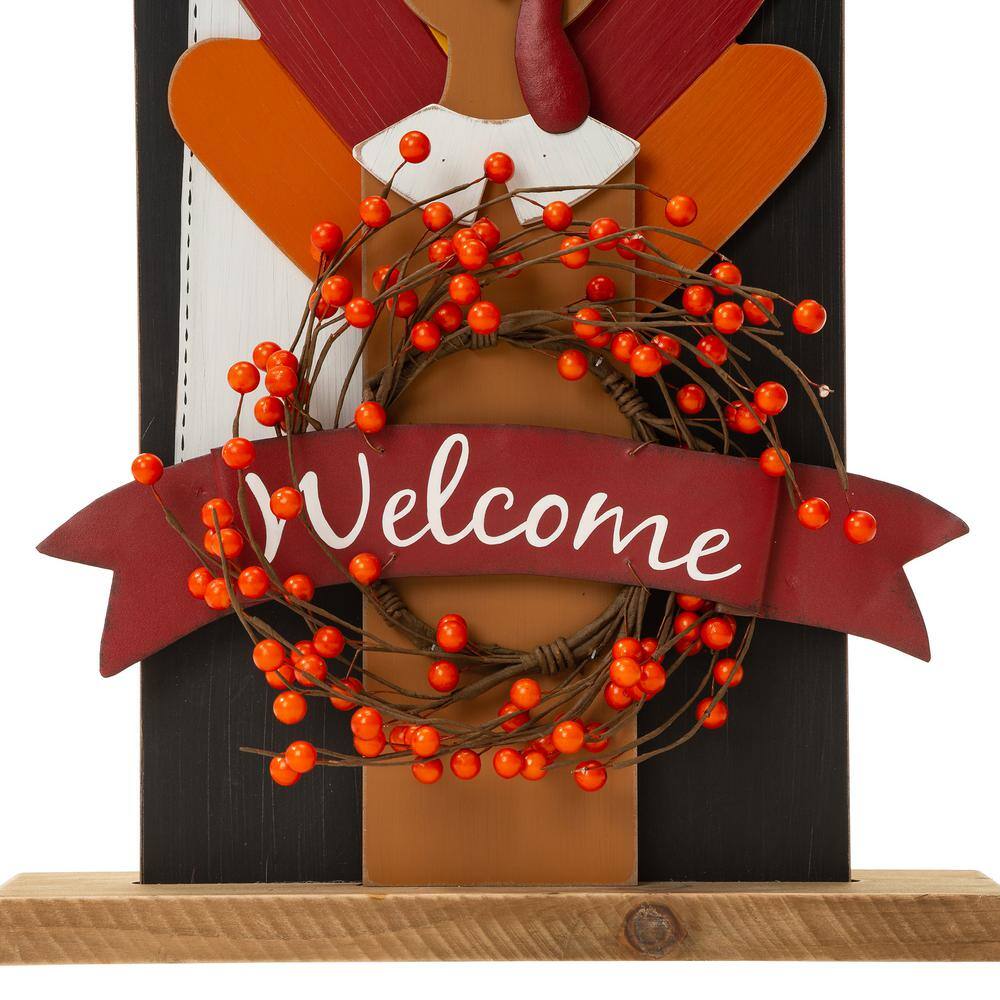 36" Tall Thanksgiving Wooden Pilgrim Couple Porch Sign