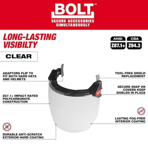 BOLT White Type 2 Class C Front Brim Vented Safety Helmet with Smoke Full Face Shield