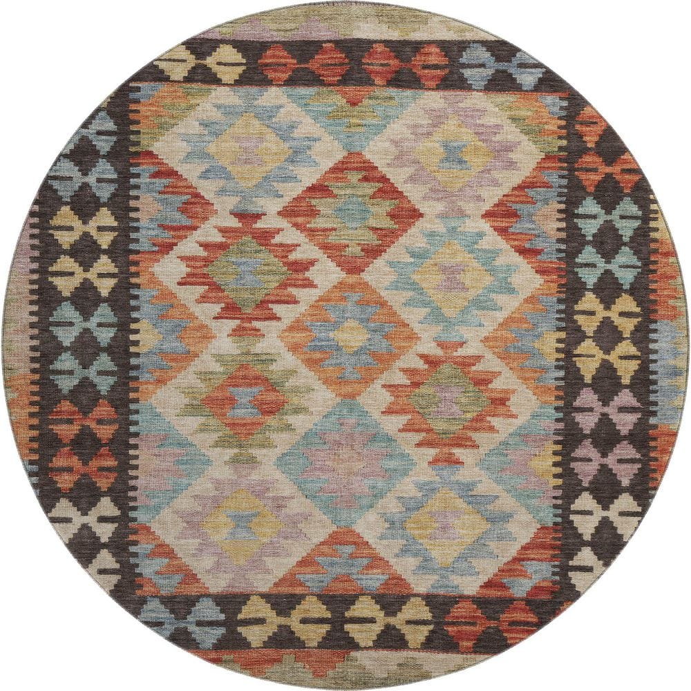 Mayfield Premium Machine Washable Abstract AMF1915 Paprika 8 ft. x 8 ft. Round Rug price history on PriceWatchPro