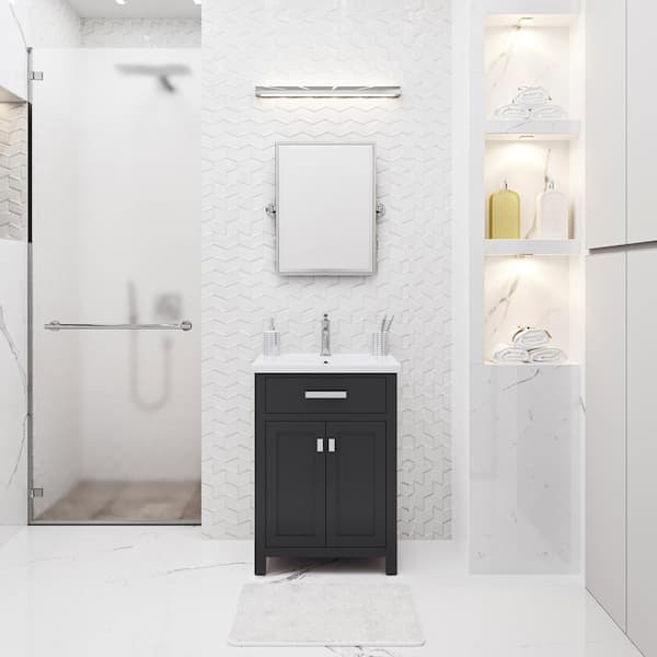 Water Creation Myra 24 in. W x 18 in. D Bath Vanity in Espresso with Ceramics Vanity Top in White with White Basin and Faucet