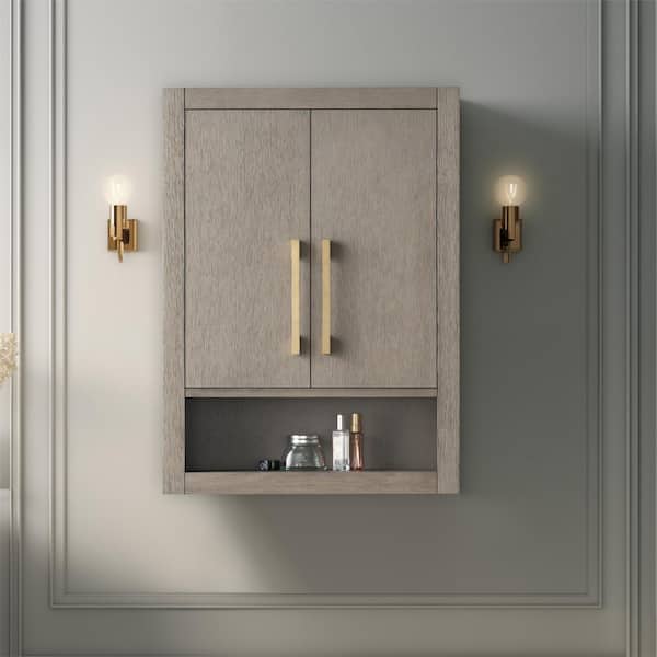 Vanity Art 24 in. W x 8 in. D x 33 in. H Bathroom Storage Wall Cabinet in Driftwood Gray/GB