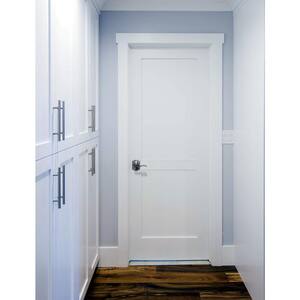 30 in. x 80 in. Craftsman Shaker Primed MDF 2-Panel Left-Hand Wood Single Prehung Interior Door