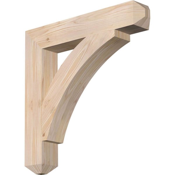 Ekena Millwork 3.5 in. x 22 in. x 22 in. Douglas Fir Thorton Craftsman Smooth Bracket