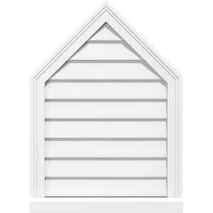 16" x 18" Peaked Top Surface Mount PVC Gable Vent 6/12 Pitch: Non-Functional with Brickmould Sill Frame