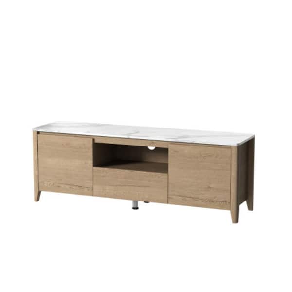 Clihome Brown TV stand Fits TV's up to 80 in. with Universal Entertainment Center and Storage