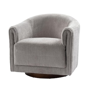Hugues Gray Swivel Chair with Sturdy Wooden Base