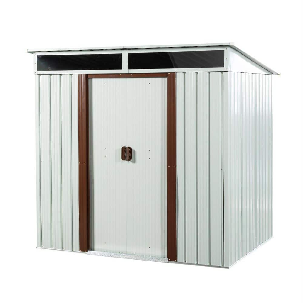 Metal Storage Shed, 72 in. W x 55 in. D x 71 in. H White Galvanized ...