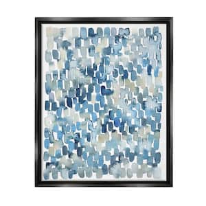 Coastal Tile Abstract Soft Blue Beige Shapes by Grace Popp Floater Frame Abstract Wall Art Print 25 in. x 31 in.