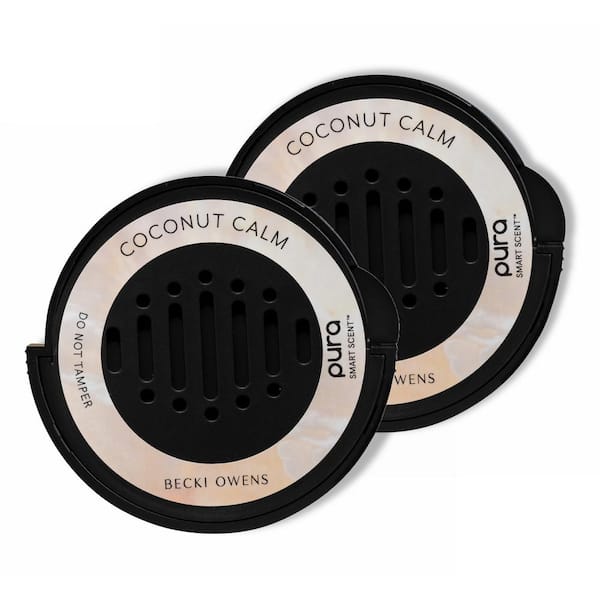 Pura Coconut Calm by Becki Owens - Fragrance Refill in Dual Pack for Car Diffuser - up to 30-Days of Scent Per Refill