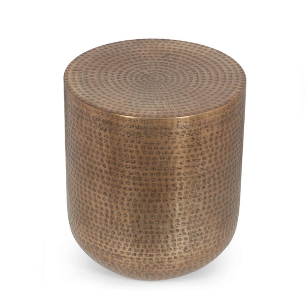 Luttrell 15 in. Aged Brass Round Metal End Table