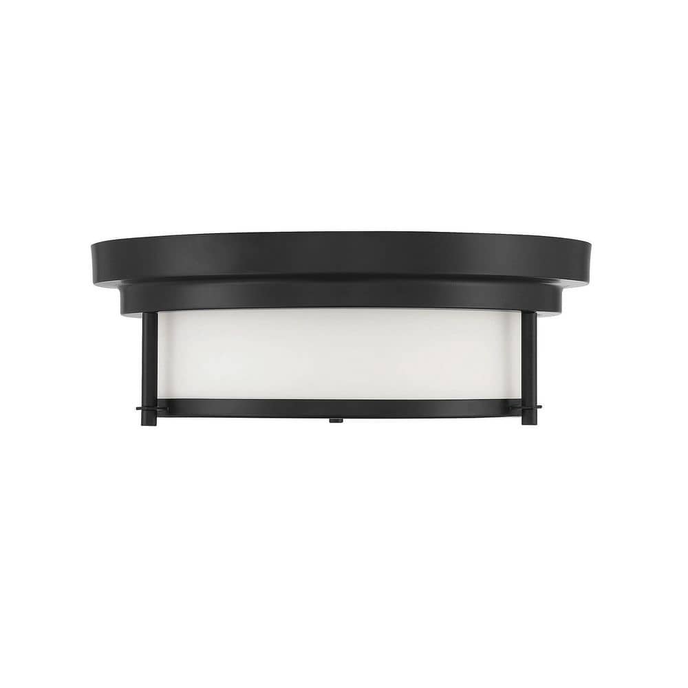 Matte Black Nickel-Accented 2-Light Flush Mount Ceiling Fixture