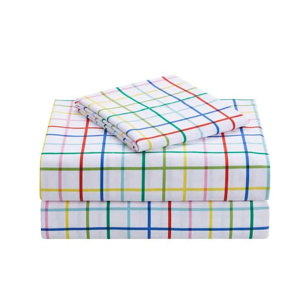 MHF Home Smarts and Crafts Rainbow Plaid Everyday Microfiber Full Woven Sheet Set