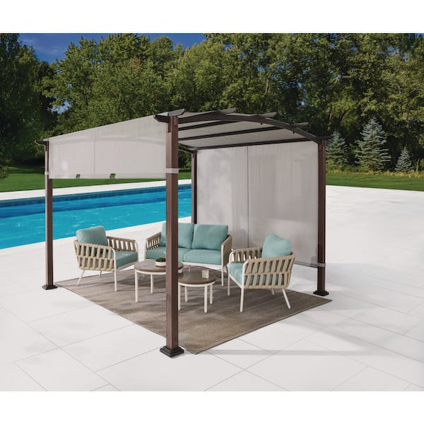 Clifton 10 ft. x 10 ft. Easy Assembly Tool Free Pergola with Privacy Shade