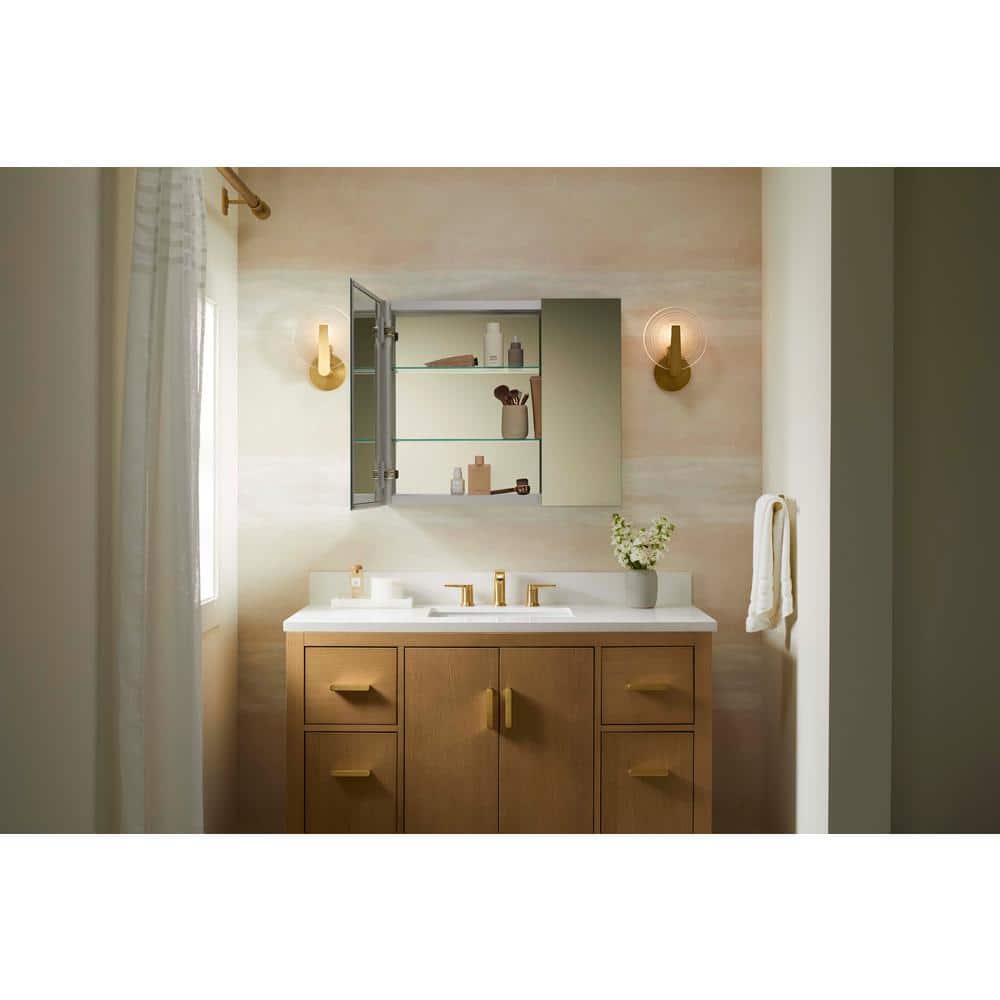 Embark 30" x 26" Anodized Aluminum Medicine Cabinet with Mirrored Doors