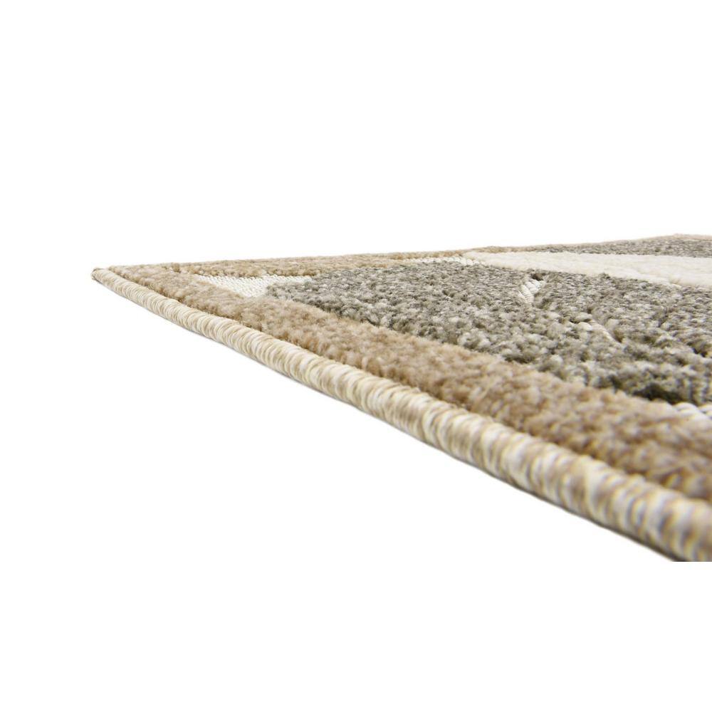 Tranquil Leaf Pattern 2' x 6' Runner Rug in Beige and Brown for Indoor/Outdoor Use