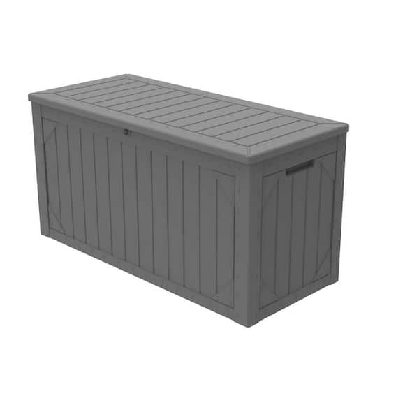100-gal. Outdoor Resin Deck Box with Lockable Lid, Waterproof Patio Storage Container for Cushions, Garden Tools