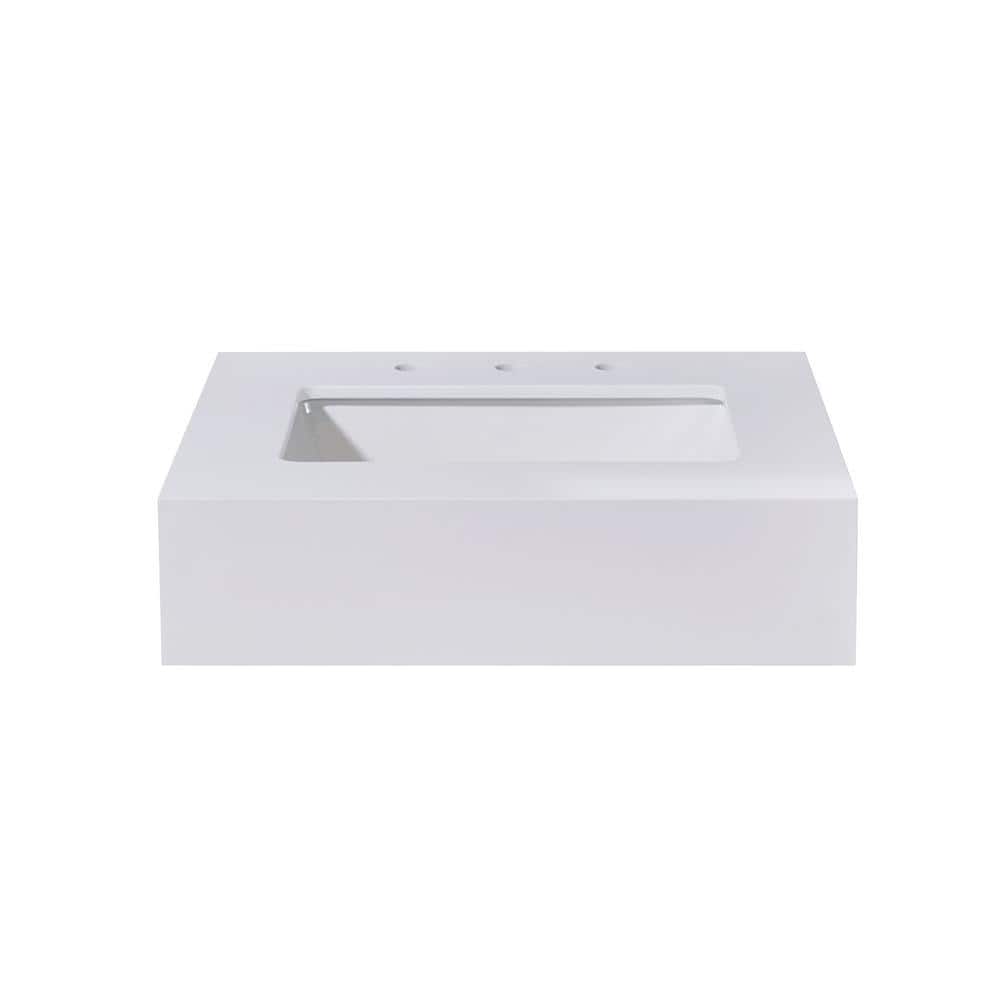 24" Snow White Ceramic Bathroom Vanity Top with Sink