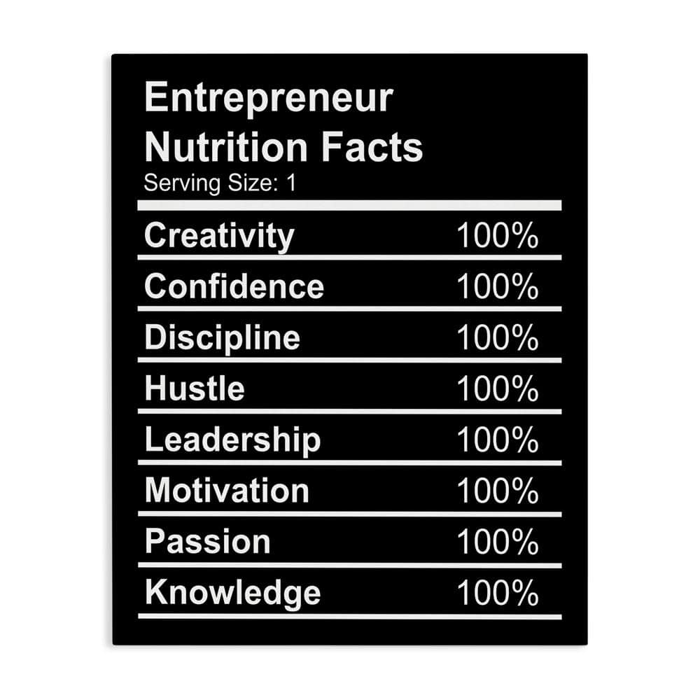 Entrepreneur Nutrition Facts by Daphne Polselli Unframed Typography Graphic Art Print 30 in. x 24 in. price history on PriceWatchPro