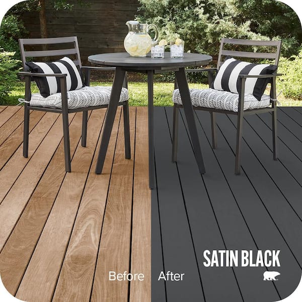 1 gal. #PPU26-01 Satin Black Solid Color Waterproofing Exterior Wood Stain and Sealer
