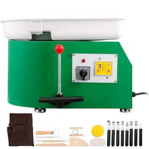 28cm Pottery Wheel 350W Electric Forming Machine with Adjustable Pedal, DIY Clay Tool with Tray for Ceramic Art, Green