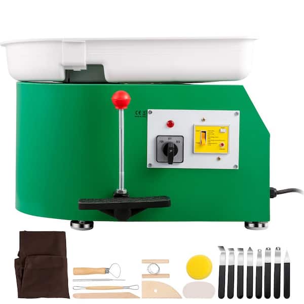 SVOPES 28cm Pottery Wheel 350W Electric Forming Machine with Adjustable Pedal, DIY Clay Tool with Tray for Ceramic Art, Green