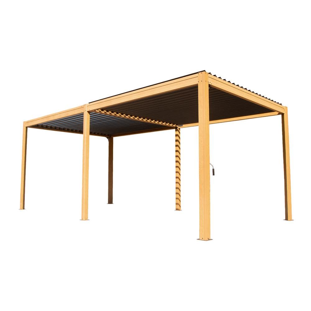 10 ft. x 20 ft. Wood-Looking Aluminum Metal Louvered Pergola price history on PriceWatchPro