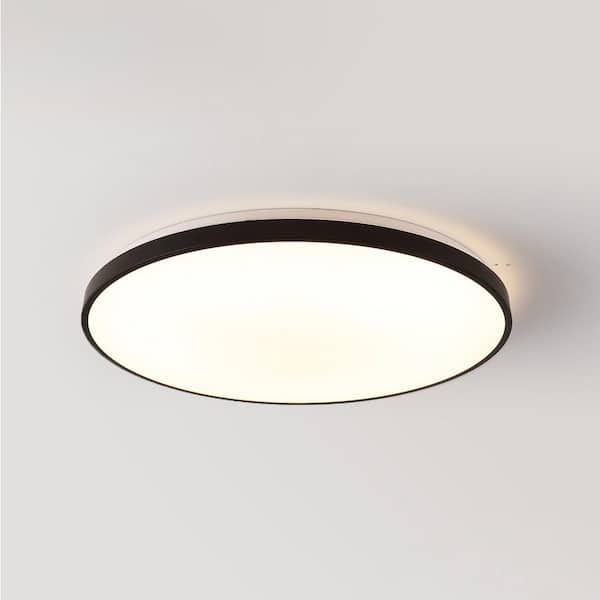 JONATHAN Y Astrid 21.25 in. 1-Light Modern Minimalist Iron Circle Integrated LED Flush Mount, Black
