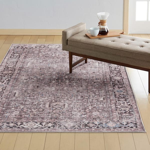 Callaghan Edith Lavender Grey 5 ft. x 7 ft. Geometric Machine Washable Area Rug