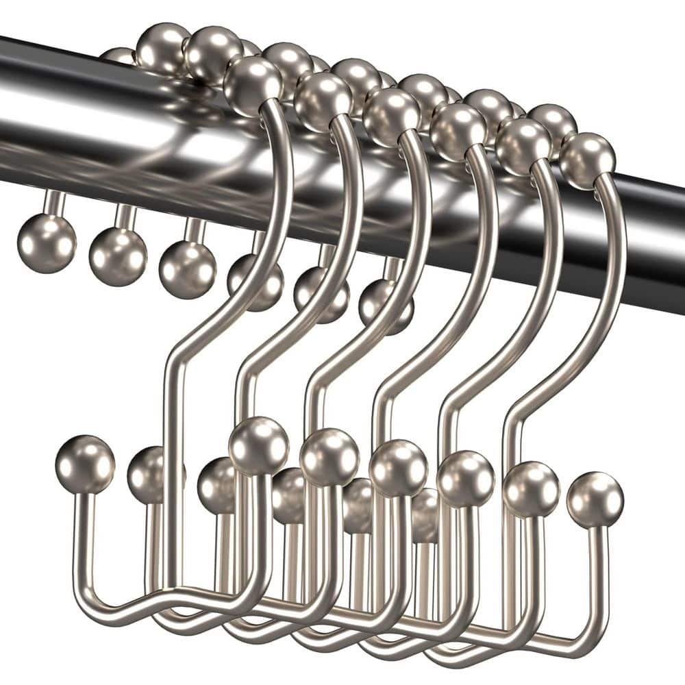 Nickel Metal Shower Curtain Hooks with Rust Resistant Double Glide Design for Bathroom Shower Rods and Curtain (12-Pack) price history on PriceWatchPro