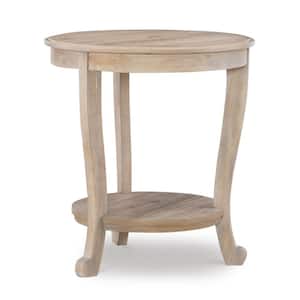 Whither Natural Wood 22" Round x 24"H Side Table with Shelf