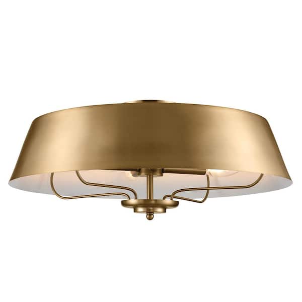 Kichler Luella 4-Light Brushed Natural Brass Traditional Drum Medium Hanging Convertible Pendant/semi-flush