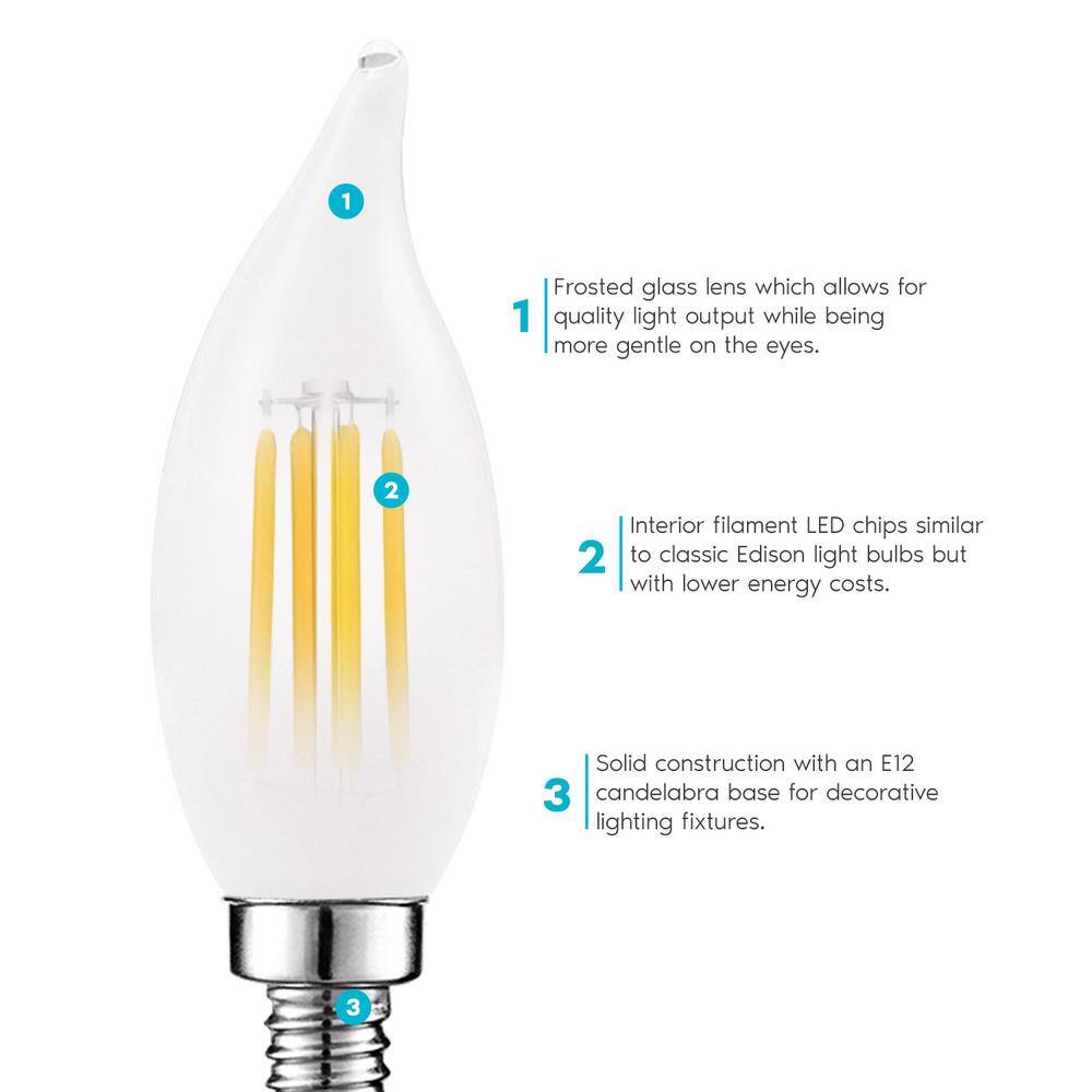5 Watt Frosted Dimmable LED Candelabra Light Bulbs