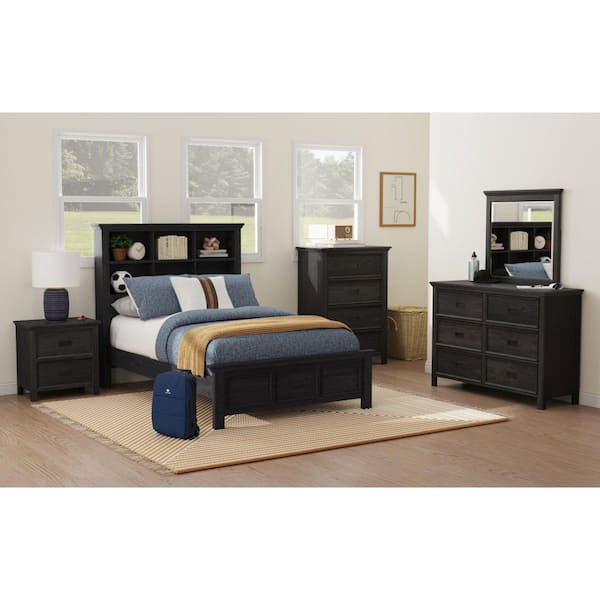 Brooklyn Charcoal 2-Drawer 24 in. W Nightstand with USB