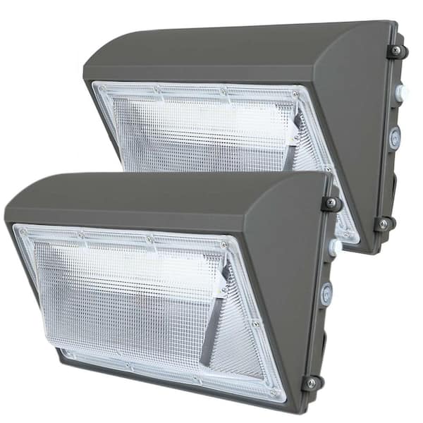 Honbei 800- Watt Equivalent Integrated LED Bronze Dusk to Dawn Wall Pack Light, 5000K Commercial LED Security Light (2-Pack)