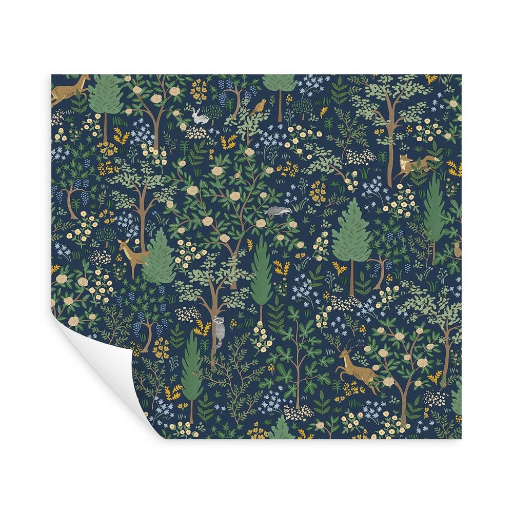 Woodland Navy and Green Peel and Stick Wallpaper