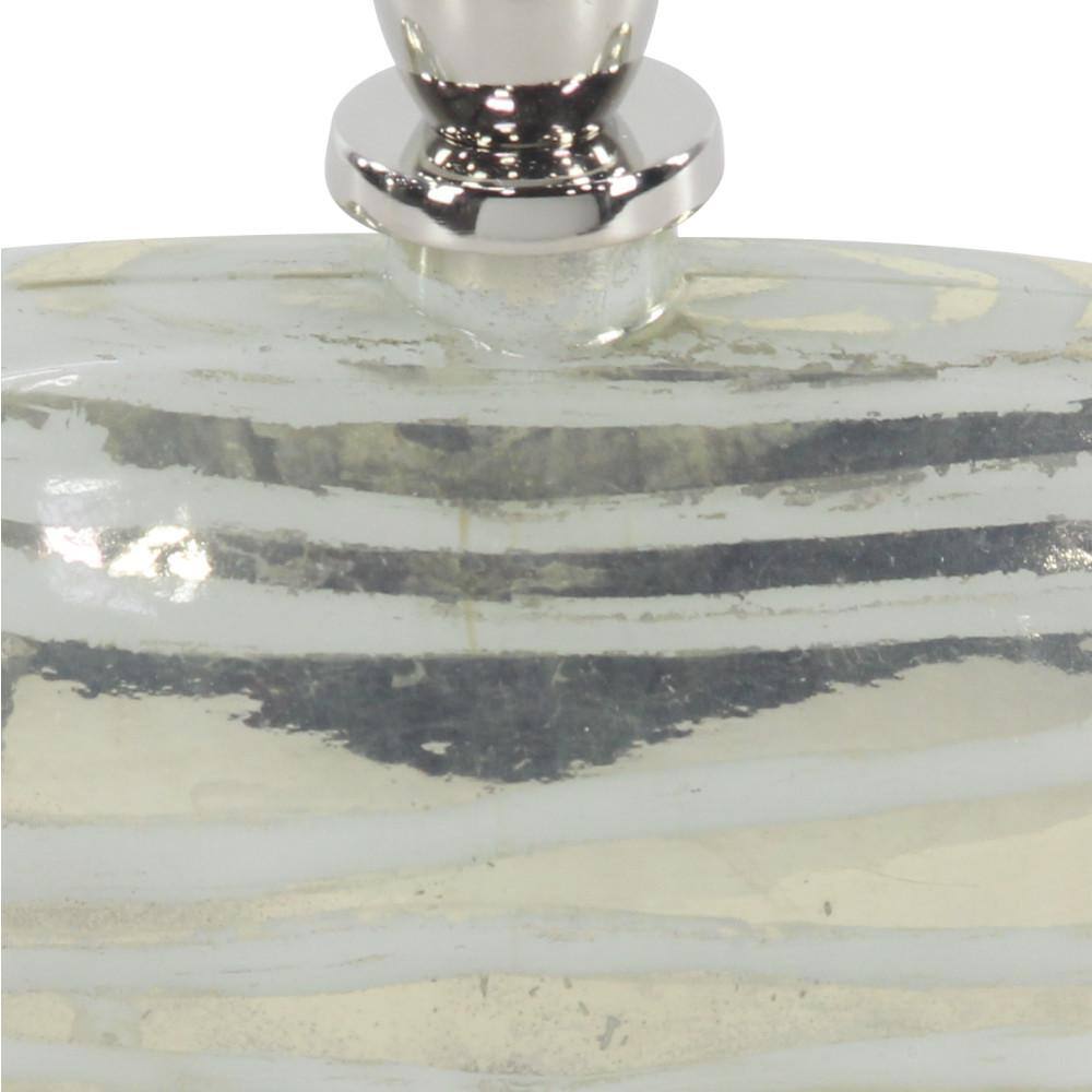 Silver Striped Glass Decorative Jar with Aluminum Stopper