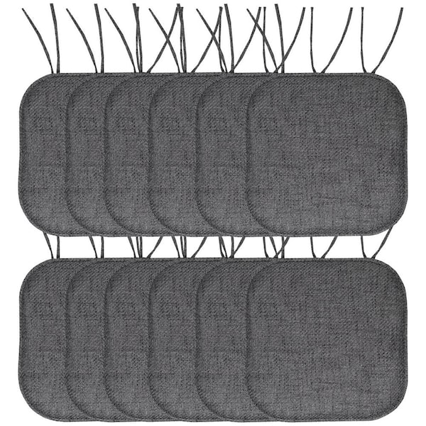 Sweet Home Collection Black, Houndstooth Stitch Memory Foam U-Shaped 16 in. x 16 in. Non-Slip Indoor/Outdoor Chair Seat Cushion (12-Pack)
