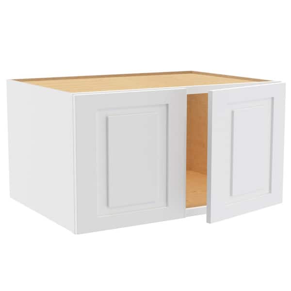 Grayson 33 in. W x 24 in. D x 18 in. H Assembled Plywood Wall Bridge Kitchen Cabinet in Pacific White with Soft Close