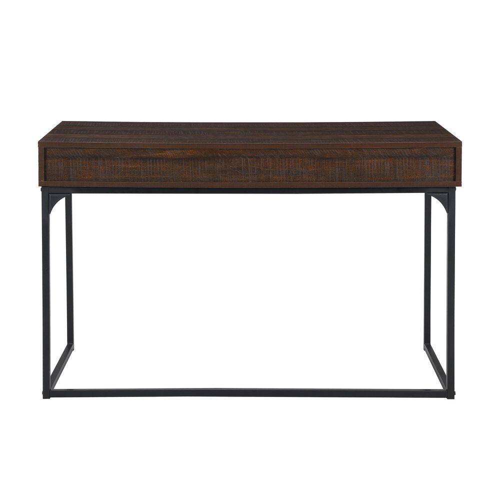 Elm and Black Wood Computer Desk with Drawers